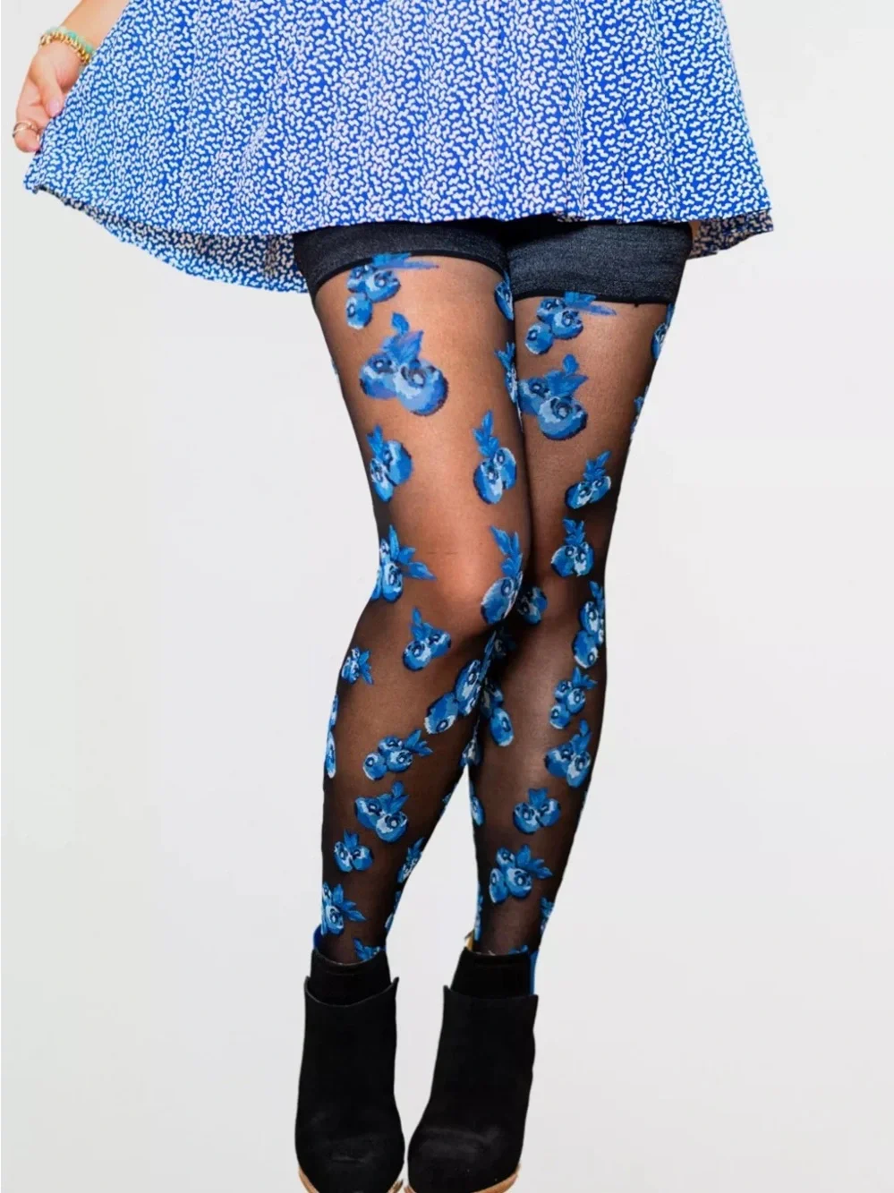 sock candy Blueberry Sheer Thigh Highs - Blue